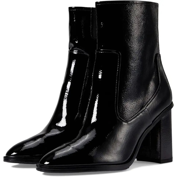 Donald Pliner Maymici Crinkle Patent Leather Black Heeled Bootie Women's 8 NIB - Picture 11 of 11